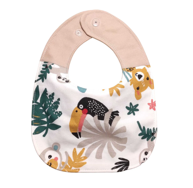 Σαλιάρα με σχέδιο τροπικά πουλιά και ζωάκια